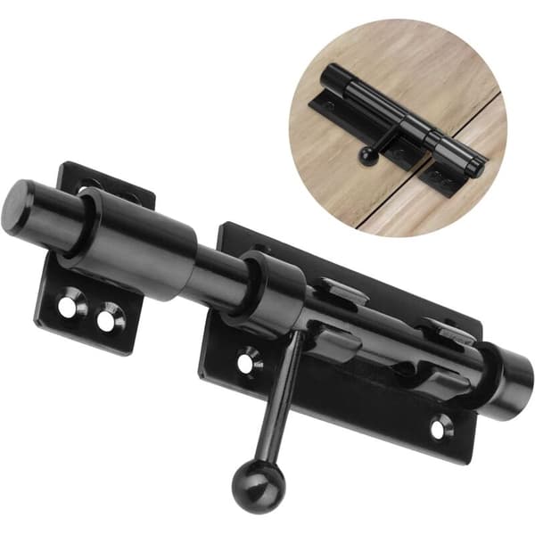 Kraftig 15 cm skydedørslås, 160 mm mat sort rustfri stålrigelås
