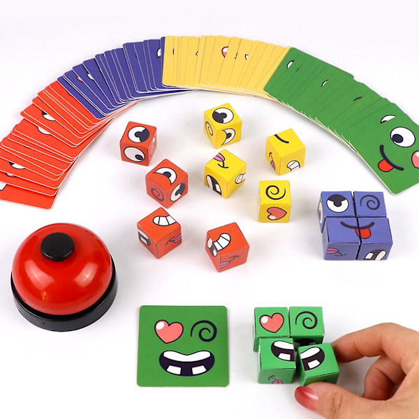 Expression Puzzle Building Cubes Face Changing Building Blocks Matching Game Logical Thinking Training Toy-FX-