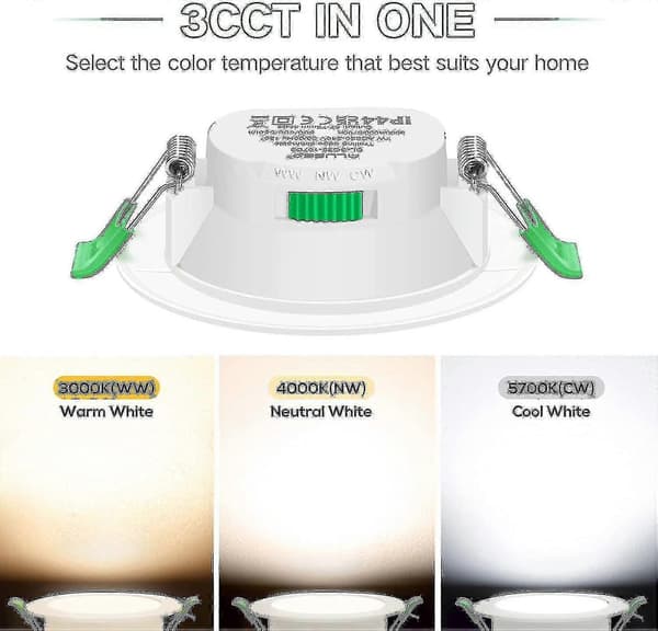 12-pak 7W Hvid LED Downlight Indbygningsloftspot, Dæmpbare Panellamper-FX-
