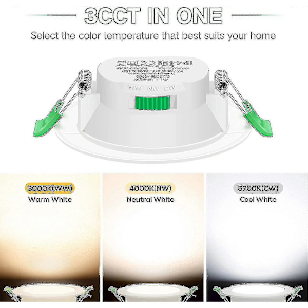 12-pak 7W Hvide LED Indbyggede Downlight Spotlights til Loft-FX-