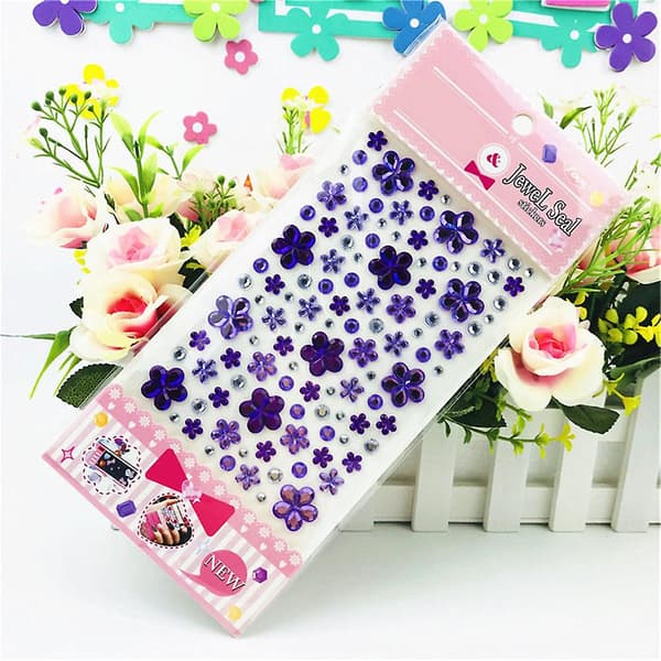 Self-Adhesive Glitter Flower Crystal Gemstone Diamond Sticker Rhinestone Strip-FX-