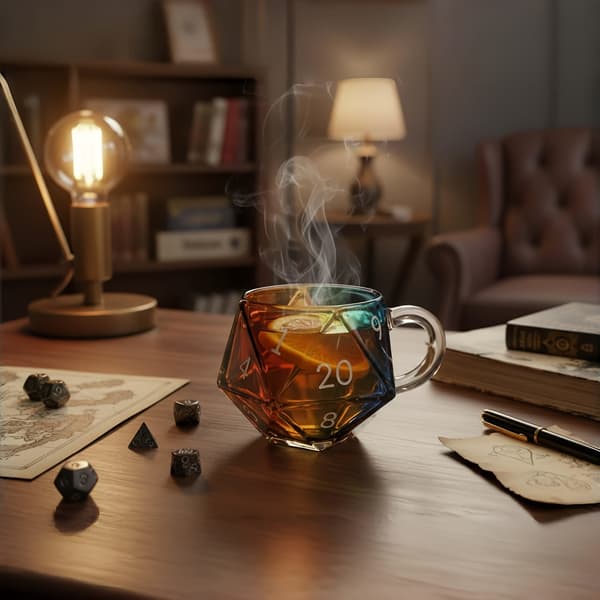 Unik polyedrisk tärningsmugg i glas för RPG-brädspel och sportfans 13.6x8.7cm