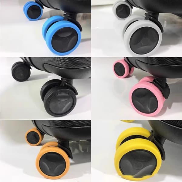 8st silikon resebagage hjul Skospets Silent Wheel Prot Black-FX-
