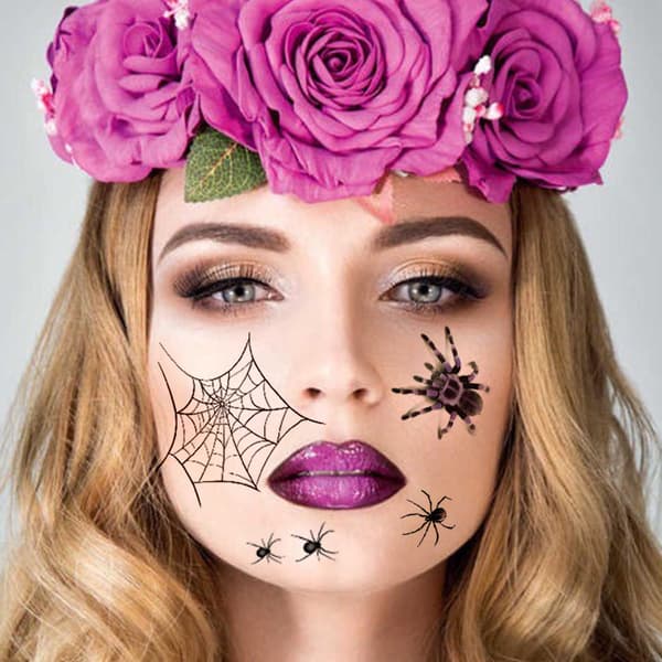 Midlertidige Halloween-tatoveringer til børn - græskar, edderkopper og kranier-FX-