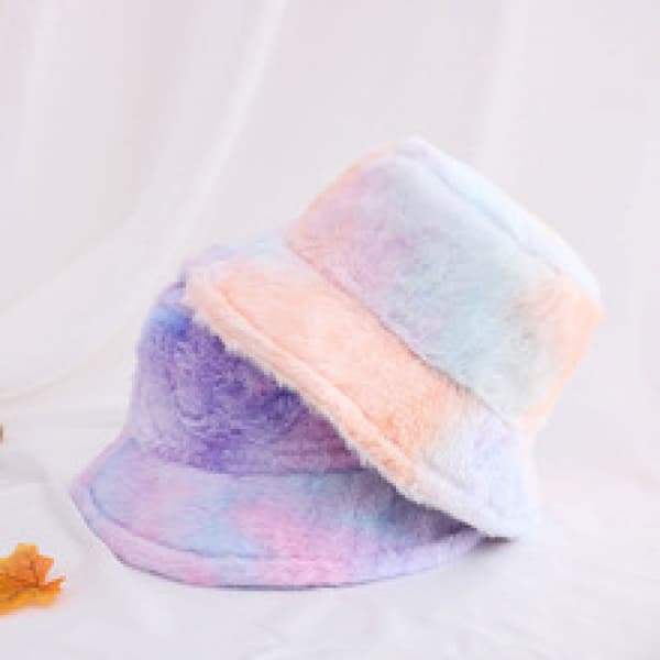 Fuskpäls Bucket Hat med Justerbar Dragsko, Vintermössa för Kvinnor-FX-