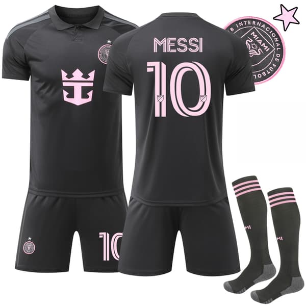 2026 Inter Miami CF Bortafotbollströja med strumpor för barn nr 10 Messi-FX- 16