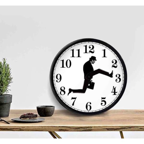 Inspired Silly Walk Wall Clock Creative Silent Mute Clock Wall Art for Home (Black)-FX-