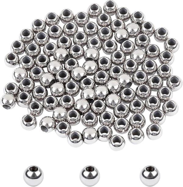 100 stk. små runde perler 2 mm lite hull morsomme avstandsperler 4 mm diameter rustfritt stål perle-FX-