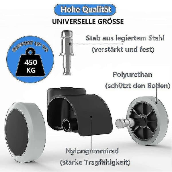 5-pakning kontorstolhjul 11 mm / 22 mm erstatningshjul for harde gulv for gamingstoler, svingstoler, Pr-FX-