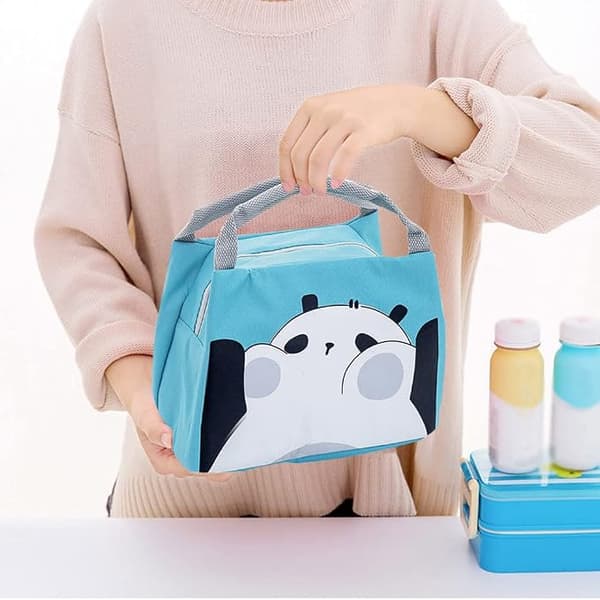Isolerad lunchväska för flickor (blå panda 21 x 17 x 15 cm), Insul-FX-