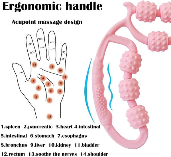 Dybvævsmassagerulle til nakke, ryg, ben og cellulite, pink-FX-