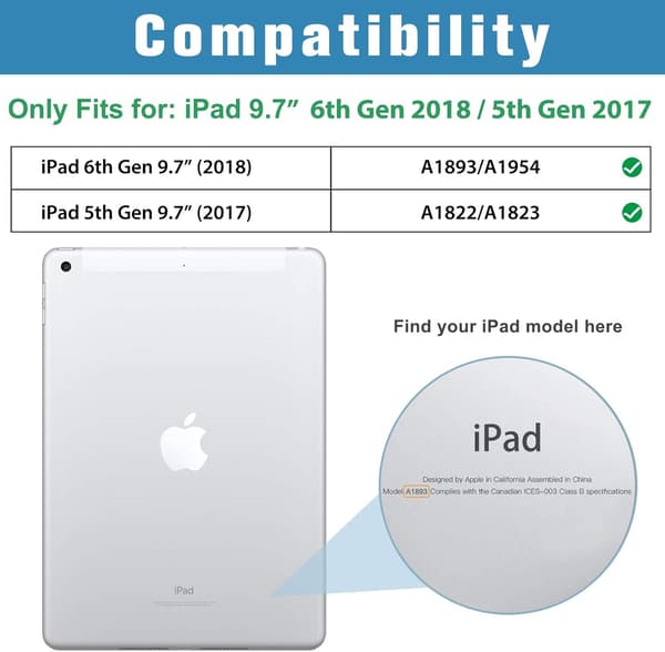 Ultratyndt Lett Smartdeksel til iPad 9.7\" 6./5. Gen 2018 2017-FX-