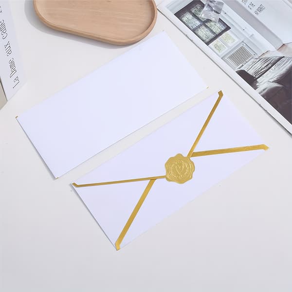 Affärskuvert med V-flik och guldkant för kontor och postutskick 50Env+50Stk Pink
