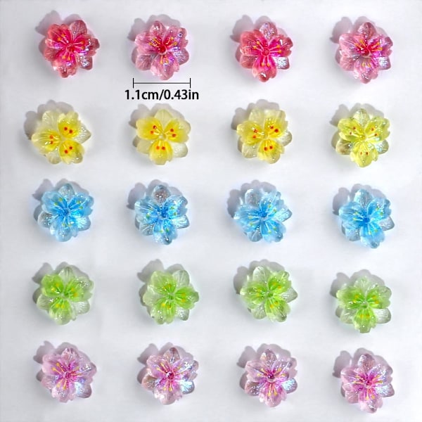 50 st 3D Blommor för Naglar Berlocker Is Transparenta Blommor Nagelberlocker Blommor Nagelkonst Berlocker Självlysande Blommor Berlocker {HH}