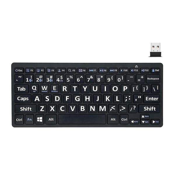 2.4G trådløst tastatur 78 taster stor tekst for eldre stasjonær datamaskin bærbar PC-FX-