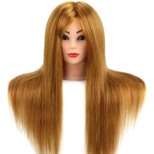 (brun) Neverland Beauty 60cm Øvelseshode Stylinghode Kosmetologi Øvelsesdukke 60% Ekte Hår + Holder &-FX-