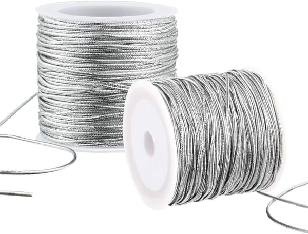 2 ruller metalliske elastiske snore Stræksnor Bånd Metallisk Tinse-FX-