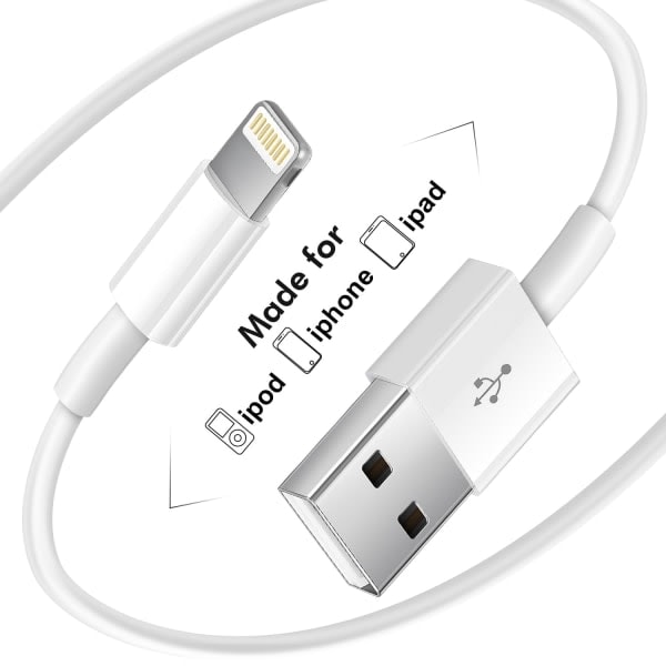 2-pakning kompatibel med Apple iPhone ladekabel 1m, Apple Lightning til USB kabel ledning 1 meter hurtiglading Apple Phone lange kabler{F2}