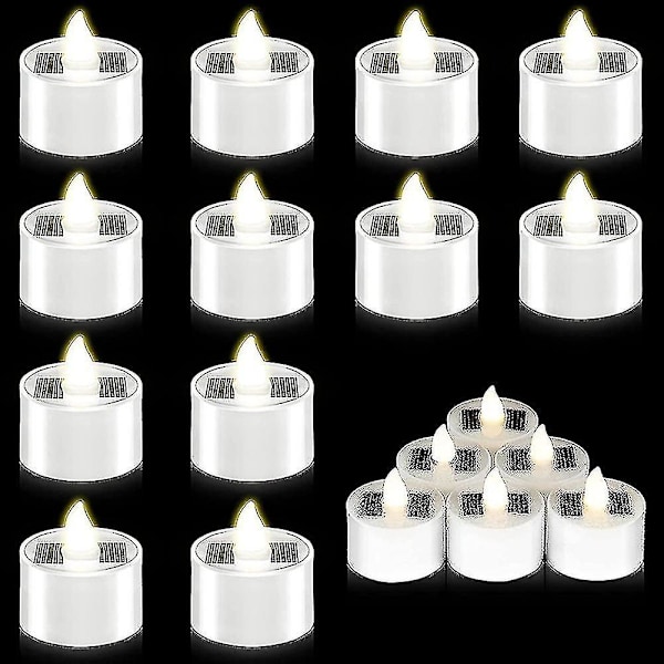 18 st Solcellsdrivna LED Värmeljus, Flimmerfria Utomhus LED-ljus, Vattentäta, Uppladdningsbara Ljus (1,5 x 1,4 tum)