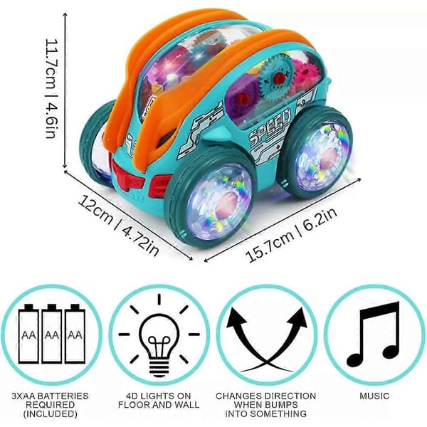 Speedlite dynamisk gir-drevet bil med LED-lys, lysende lekebiler for barn-FX-