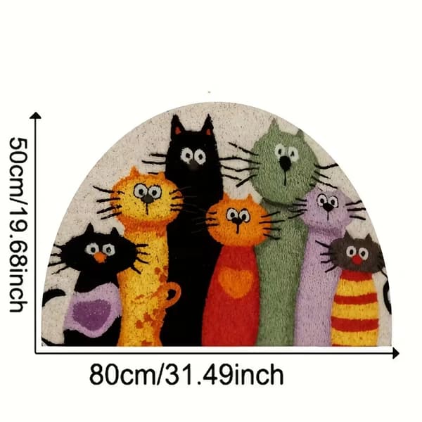 Halvcirkelformad kattdörrmatta 50x80cm Halkfri Polyester Inomhus Utomhus 50x80cm