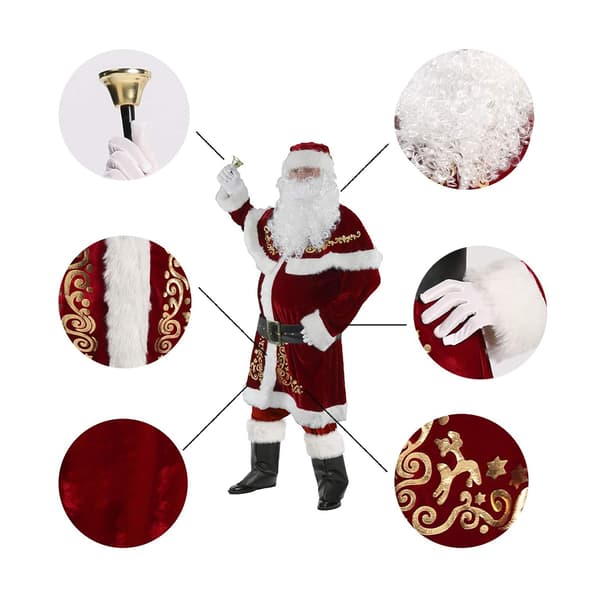 Julemandskostume til mænd 12-delt sæt til julefest Cosplay-FX-