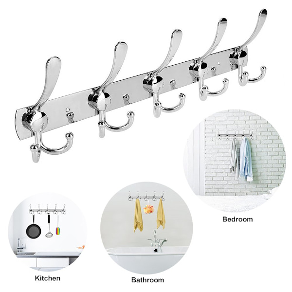 Wall Mounted Coat Hook, 1-pack Stainless Steel Wall Coat Rack Durable Robe Hat Clothes Hooks-FX-