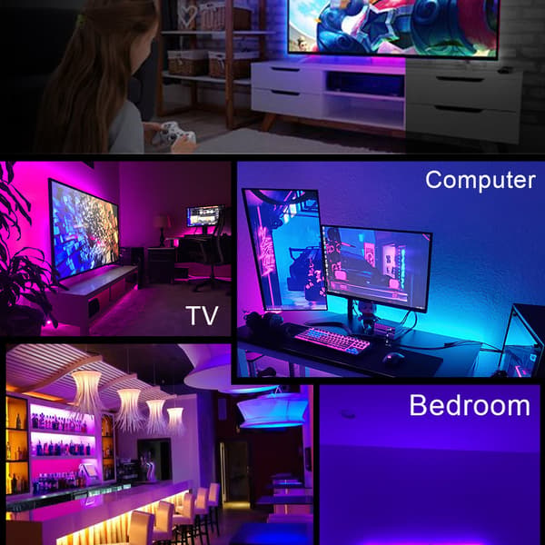 15m LED-slingor med musiksynkronisering och appkontroll, RGB för sovrum-FX-