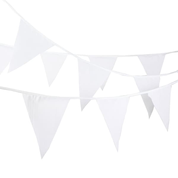 10m hvit stoff vimpelbanner girlander, dekorative vimpelflagg
