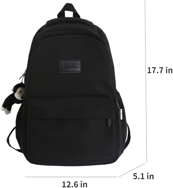 Laptop-rygsæk sød rygsæk med stor kapacitet til studerende til skole, rejser og udendørs brug (Sort)-FX-