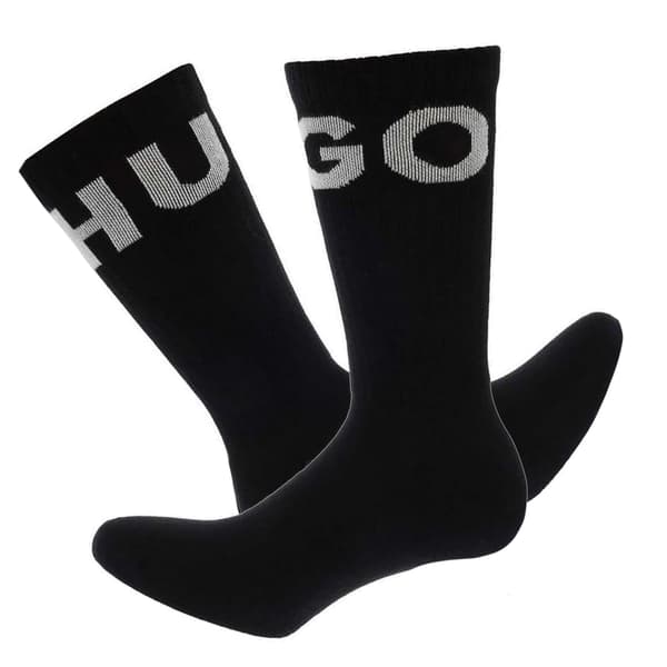 Hugo Unisex Voksen Ikoniske Kontrast Logo Strømper (3-pak) 5 -8 Sort{YDE}-FX-