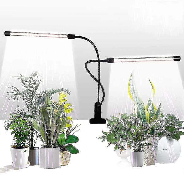 Dobbelt hoved 50W 84 LED vækstlys med klemme, 4/8/12H timer og 5 dæmpbare niveauer-FX-