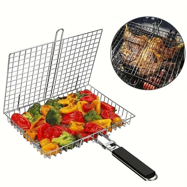 Sammenleggbar grillrist med avtakbart håndtak for utendørs grilling
