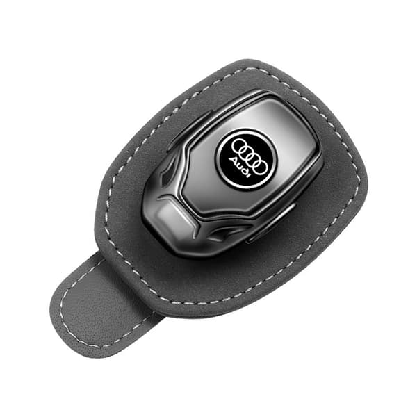 Velegnet til Audi bil solbrilleholder, læder brilleholder til bil solskærm-FX- Grey