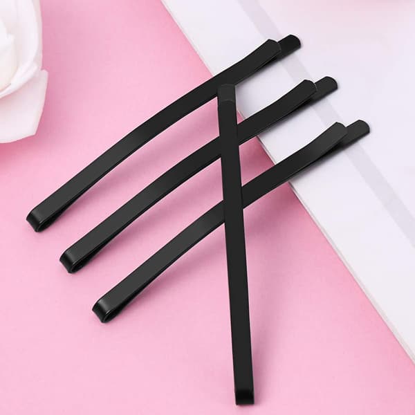 100 stk. brede hårnåle sorte metal bobby pins klassiske minimalistiske hårstylingklemmer til kvinder - --FX-