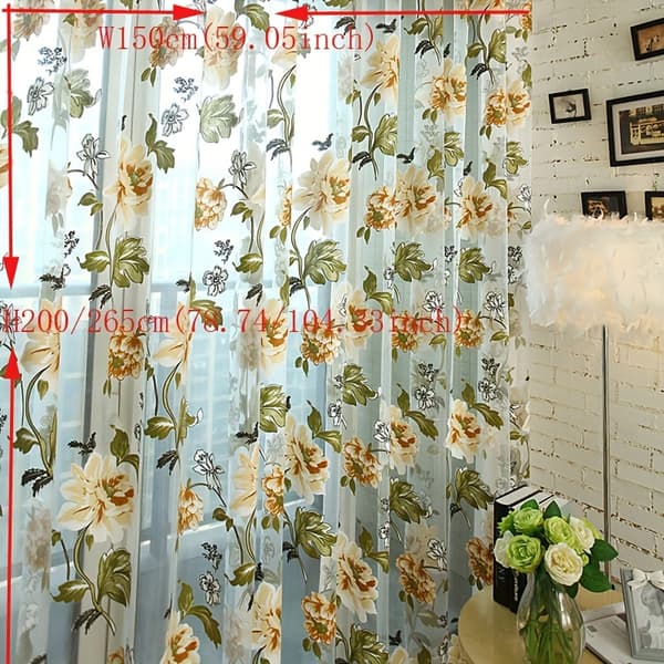 100% polyester tyllgardin 150x265cm gul med maljer 150x265cm Yellow