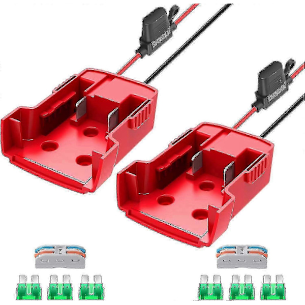 Power Wheel-adapter til Milwaukee M18-batteri 18V Konverter med sikringer og trådklemmer 2-pak