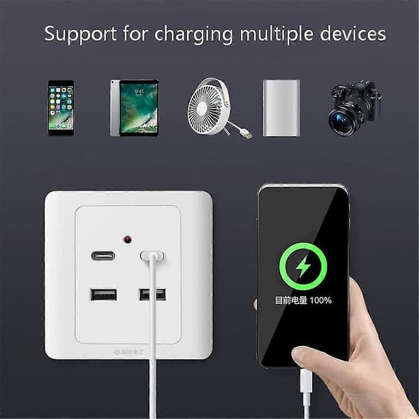 USB-C-seinäpistorasia laturilla ja USB-porteilla -FX- B