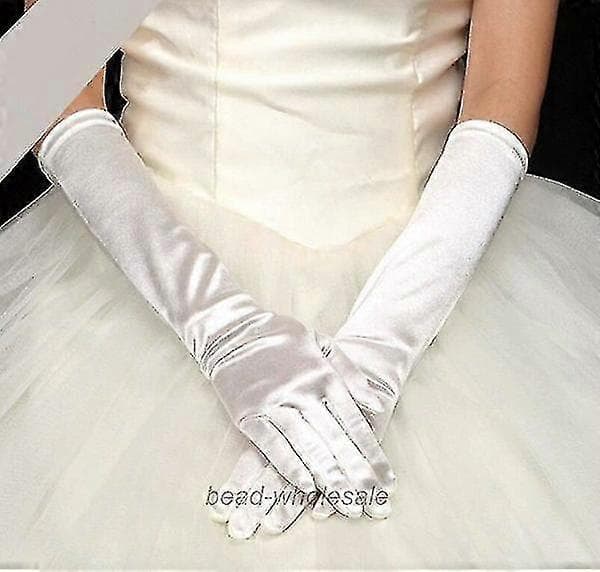 1 par ensfarvede lange satinhandsker Halloween jule cosplay handsker, sort-FX-