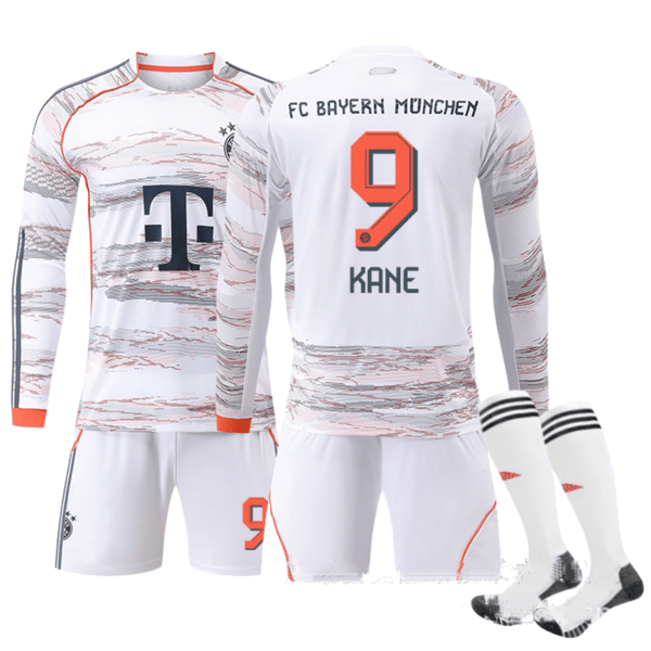 25-26 Bayern München Udebanesæt Langærmet NR.9 Kane Fodboldtrøje Sæt - Efterår Vinter Stil Kit-FX- 2XL