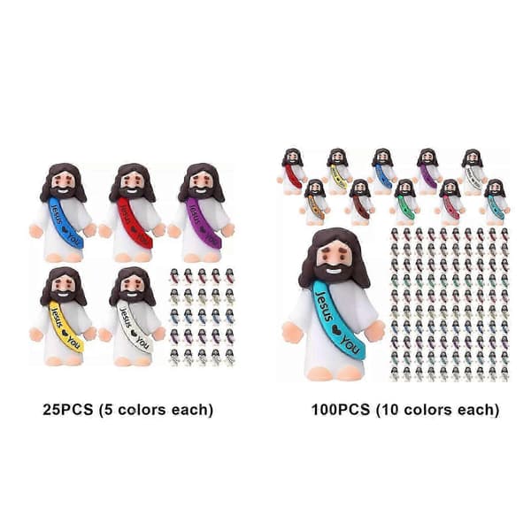 25/100 kpl Mini Jeesusfiguurit Jeesus Rakastaa Sinua Jeesuslelut Pieniä Jes-FX- 25PCS