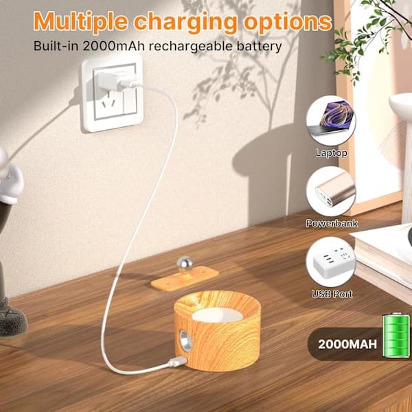 Uppladdningsbar Vägglampa 2-pack, 360° Rotation & Touchkontroll-FX-