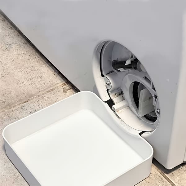 Avloppsslang för tvättmaskin, droppbricka i plast, vit White