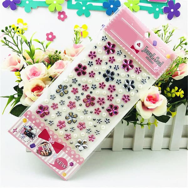 Self-Adhesive Glitter Flower Crystal Gemstone Diamond Sticker Rhinestone Strip-FX-