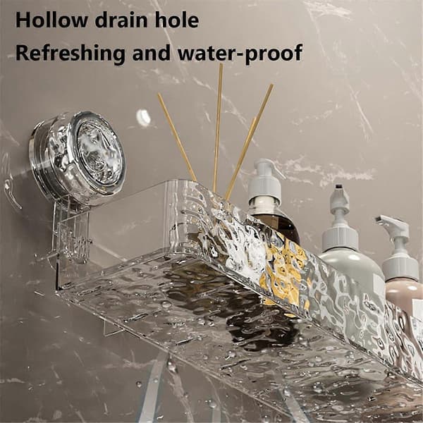 Large Drill-Free Bathroom Shower Shelf Wall Mounted Punch-Free Storage Basket Bathroom Suction Cup Storage Rack-FX-