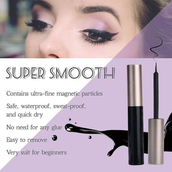 10 par magneettisia ripsiä ja 2 Eyeliner-settiä Luonnollinen ulkonäkö & uudelleenkäytettävä