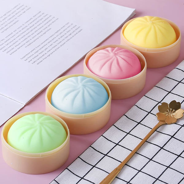 4 stk. farverige dumpling stressbolde fidget sensorisk legetøj, klembar dejbold stressaflastende håndlegetøj-FX-