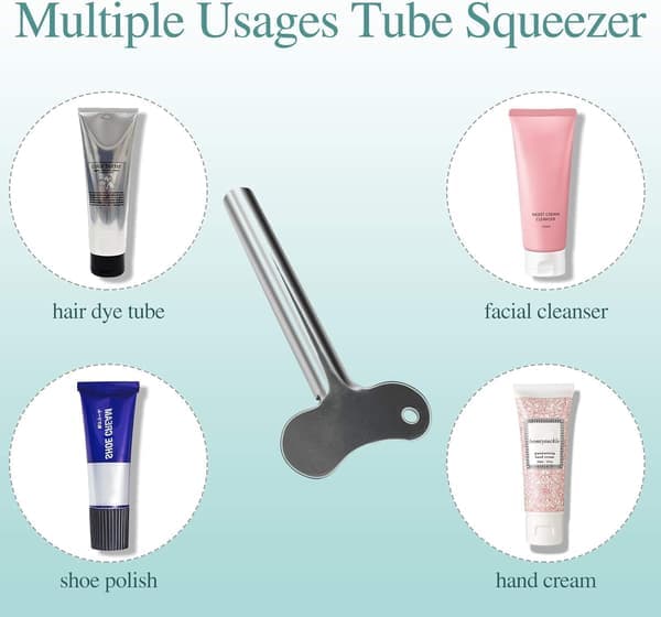 Tube Squeezer - 12-pack Ergonomic Stainless Steel Clips for Cosmetics and Toothpaste-FX-