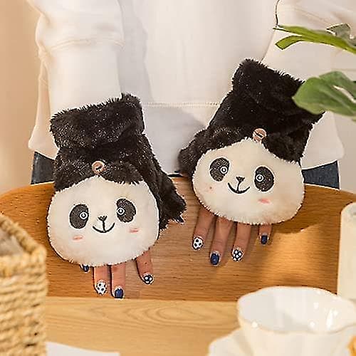 Jenter Gutter Panda Mønster Termiske Hansker Tykke Pelsete Vinterhansker Votter Gave-FX-