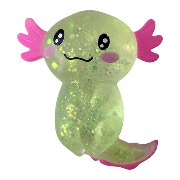 Glitrende Axolotl Squishy Legetøj, Sødt Stressreducerende Blødt Fidget Legetøj, Strækbart Dyrelegetøj til Børn og Voksne Flye248-FX- Green